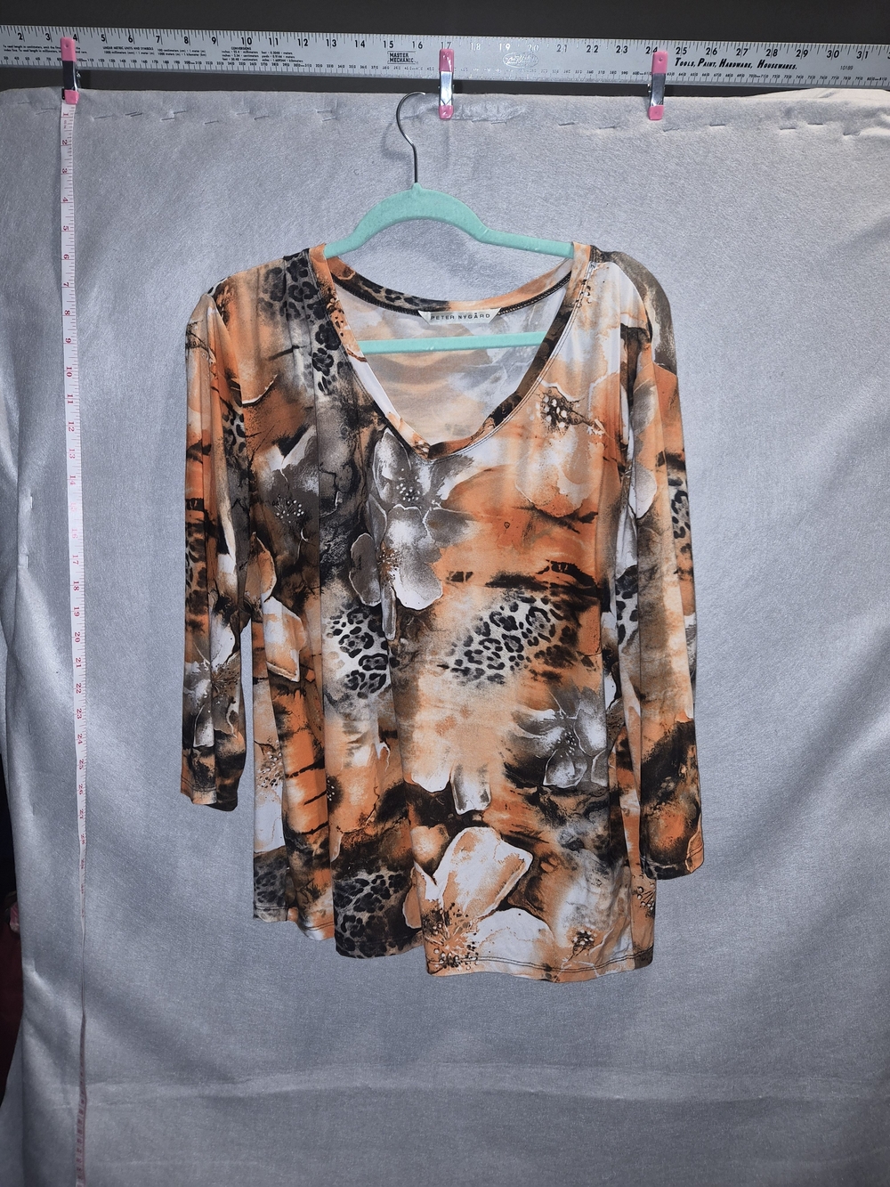 Vintage Peter Nygård Floral Leopard Print Tunic Top – Long Sleeve Size L